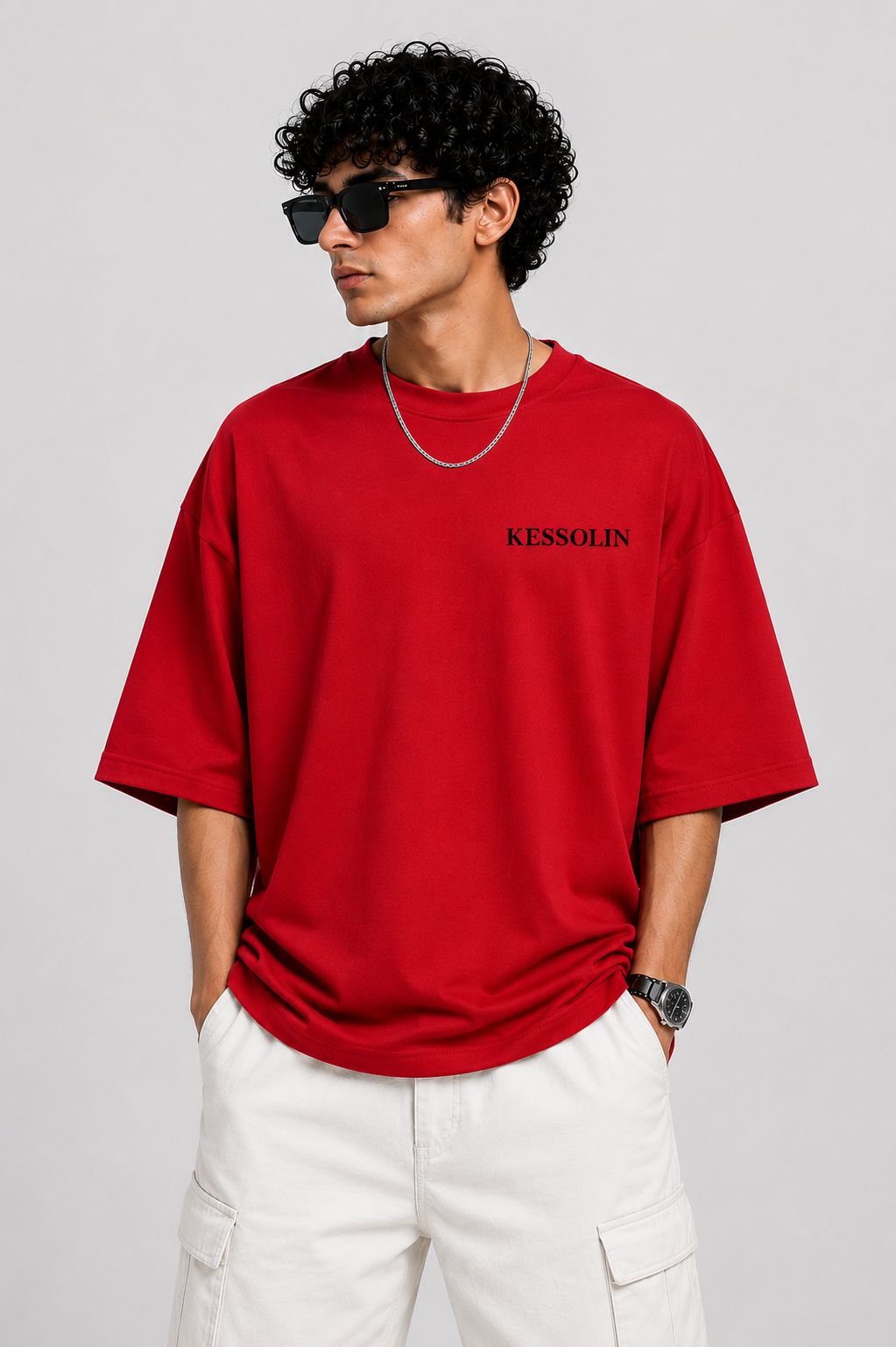 Kessolin Eat More Art Oversized T-Shirt – Crimson Red