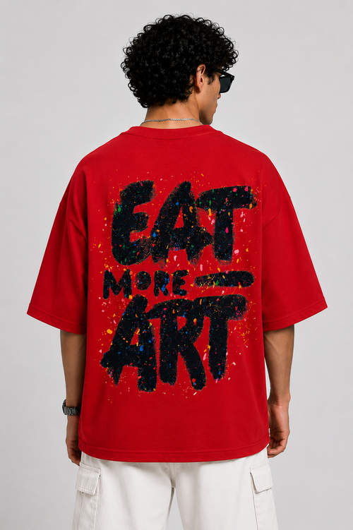 Kessolin Eat More Art Oversized T-Shirt – Crimson Red