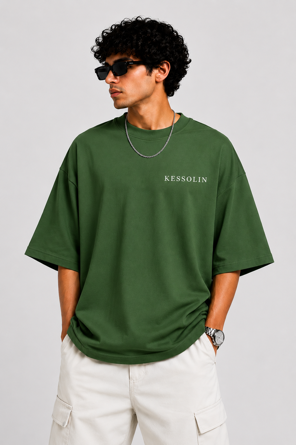 Kessolin Sunny Rider Oversized T-Shirt – Olive Green
