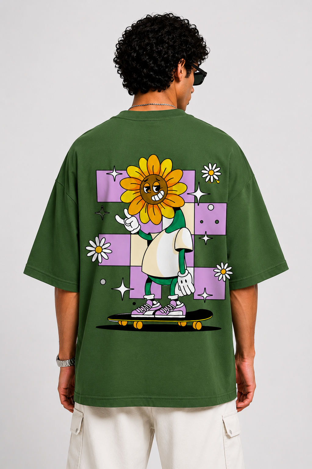 Kessolin Sunny Rider Oversized T-Shirt – Olive Green