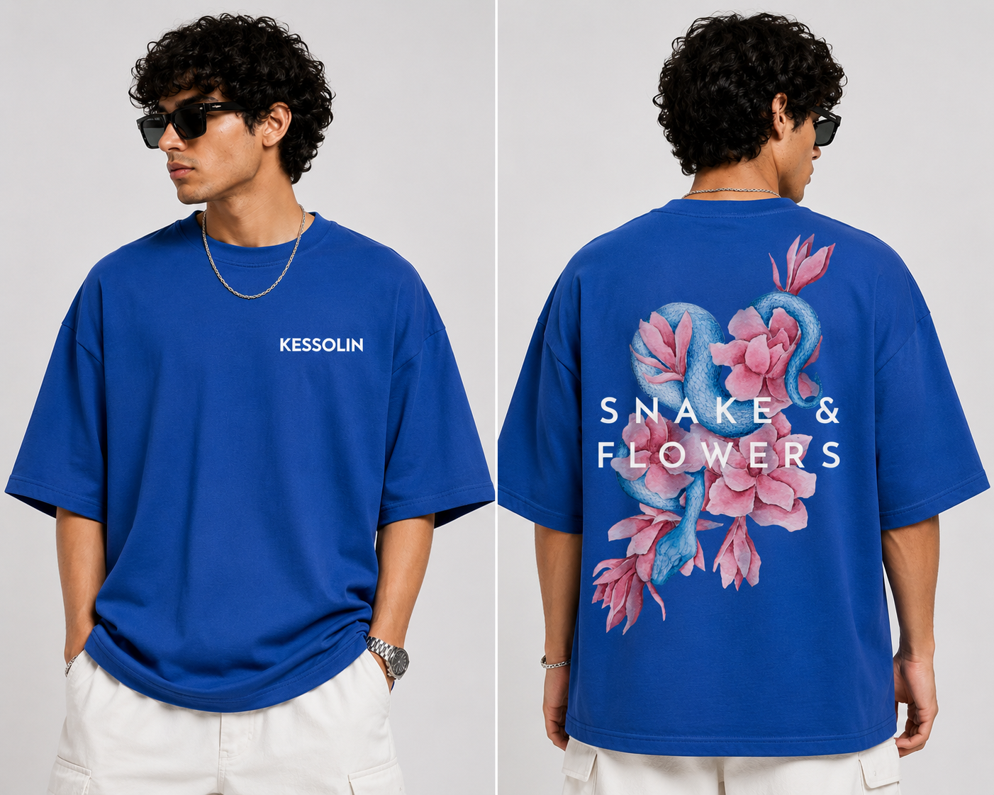 Kessolin Serpent Oversized T-Shirt – Royal Blue