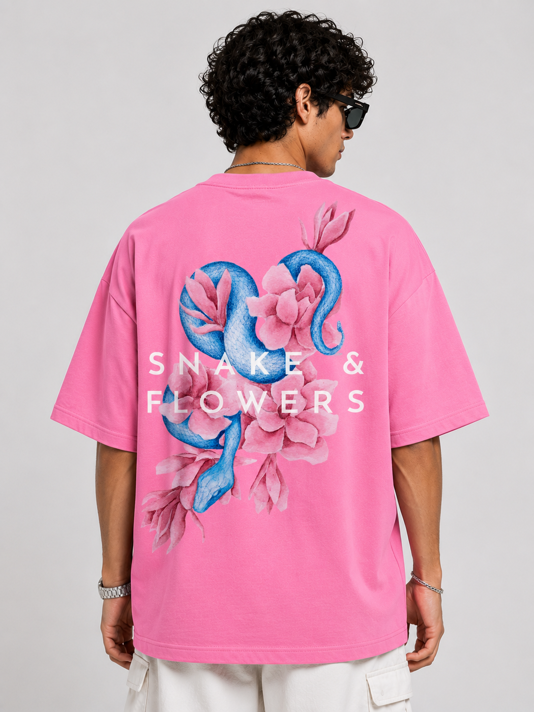 Kessolin Serpent Bloom Oversized T-Shirt – Bubblegum Pink