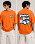 Kessolin Peace Love Coffee Oversized T-Shirt – Sunset Orange