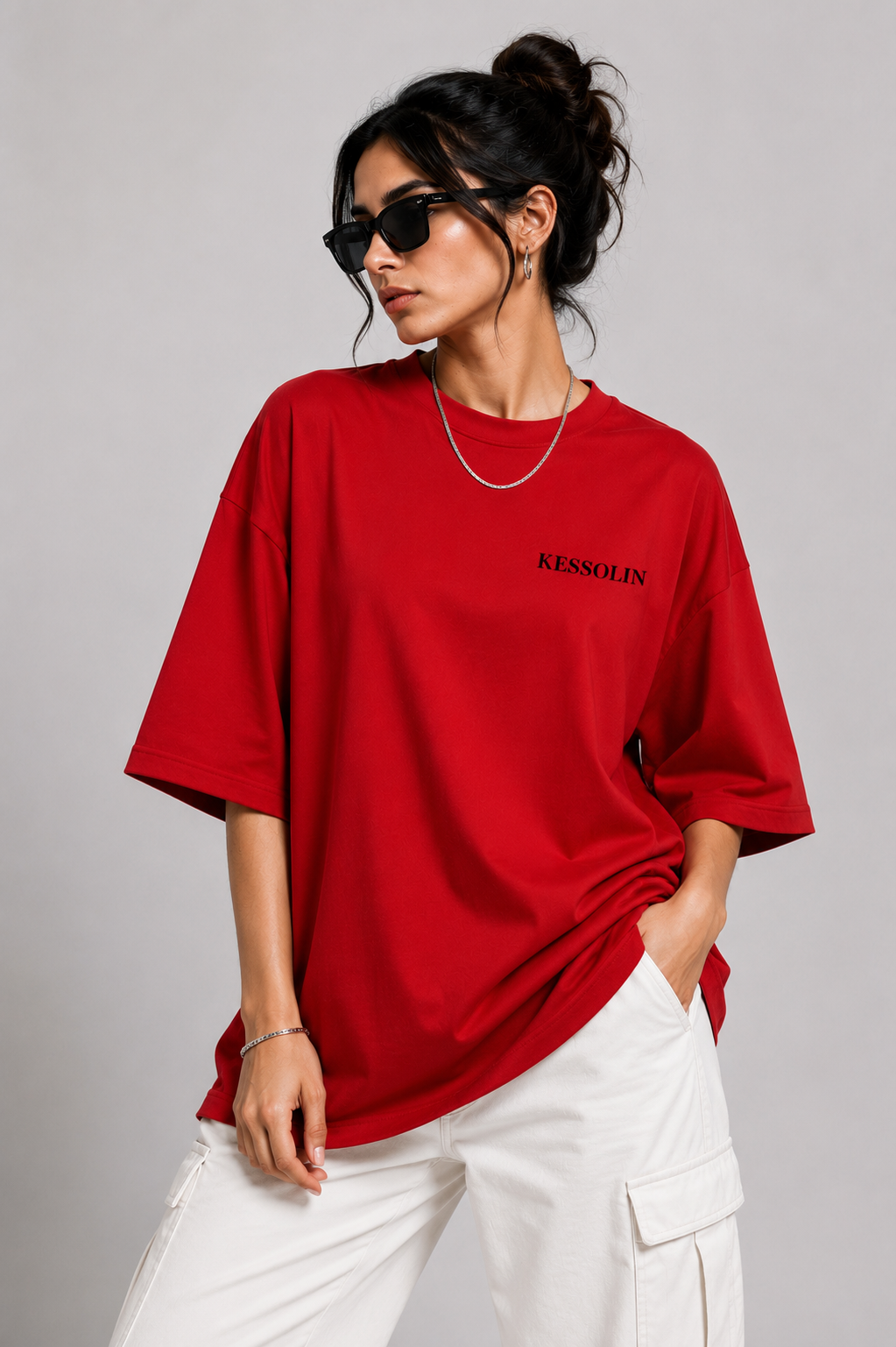 KESSOLIN Eat More Art Oversized T-Shirt – Bold Graffiti Graphic Back Print