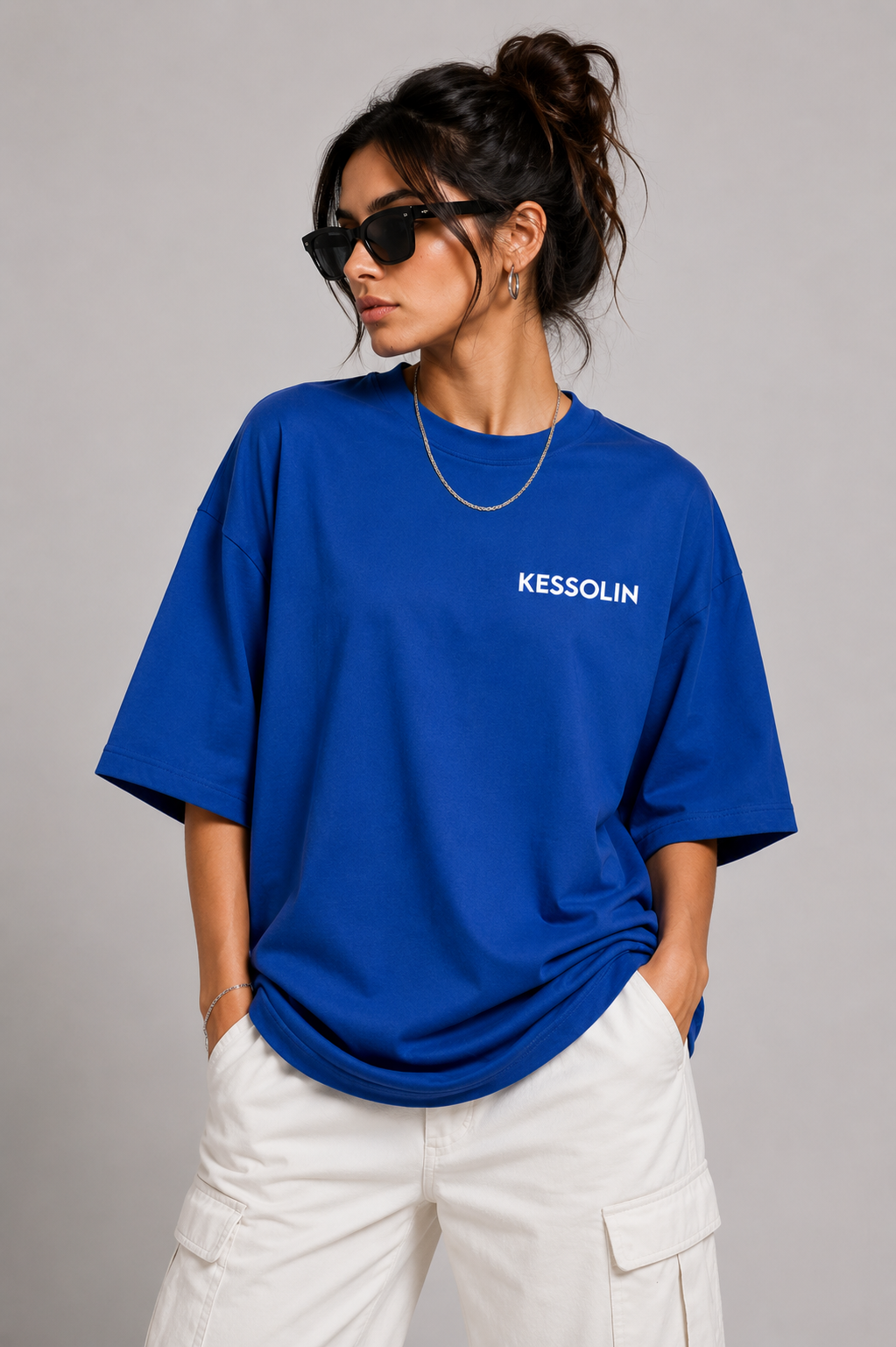 Kessolin Serpent Bloom Oversized T-Shirt – Royal Blue